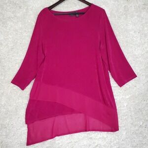 Chicos Travelers Womens Slinky Tunic Top Pink Size 3 (XL) Cruise Resort